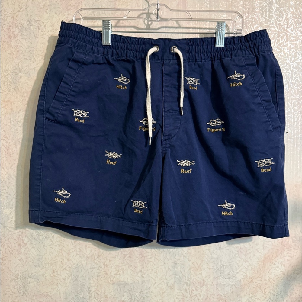Polo by Ralph Lauren Navy Embroidered Men Shorts, 5.5 Inseam, Nautical Knots, Lg